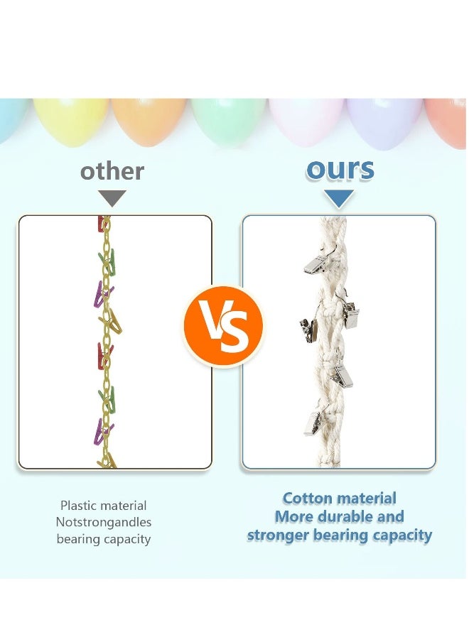 2 Pcs Boho Stuffed Animals Storage Chain, Strong Toy Storage Hanging Chain with 40 Metal Clips, Includes 4 Ceiling Hooks, Organize Plush Toys, Hats, Socks, and Holiday Cards