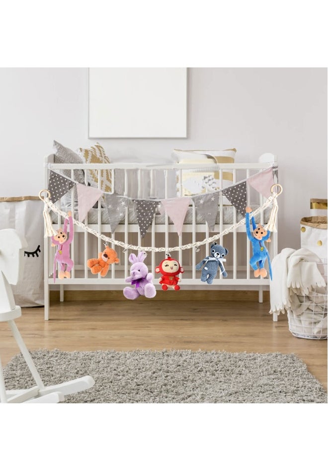 2 Pcs Boho Stuffed Animals Storage Chain, Strong Toy Storage Hanging Chain with 40 Metal Clips, Includes 4 Ceiling Hooks, Organize Plush Toys, Hats, Socks, and Holiday Cards