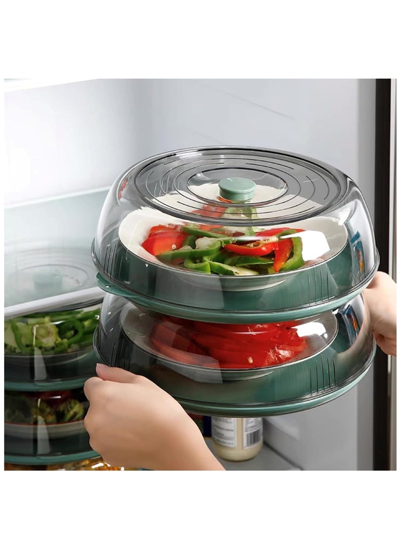 Reusable Food Dish Cover with Handles – Multifunctional Heat Preservation Lid & Food Storage Cover for Refrigerator – Fresh-Keeping Box for Kitchen, Microwave & Dining Table – Green