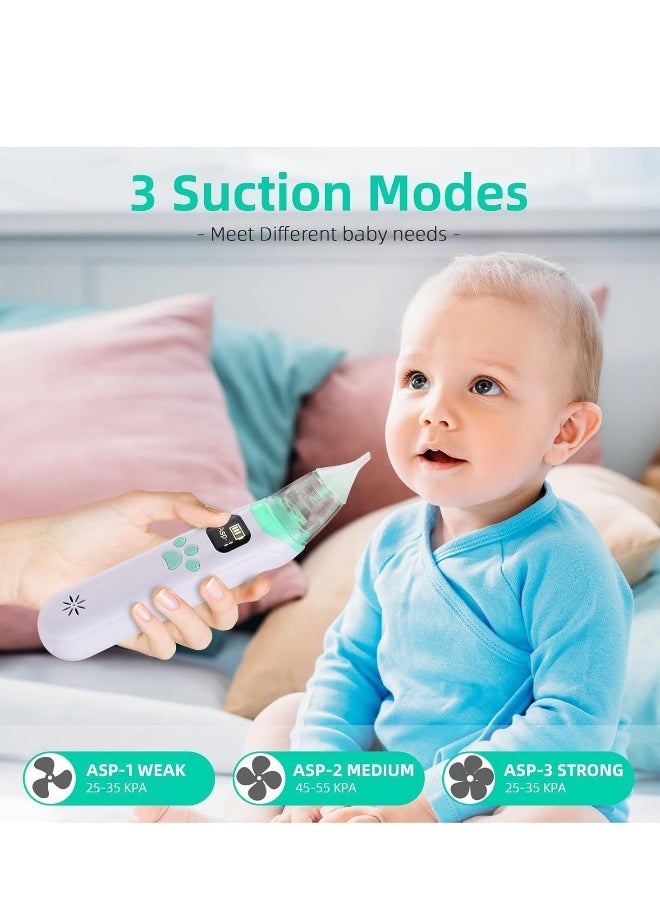 Nasal Aspirator for Baby - Electric Nose Aspirator for Toddler, Baby Nose Sucker, Automatic Nose Cleaner with 3 Silicone Tips, 3 Adjustable Suction Level, Music and Light Soothing Function