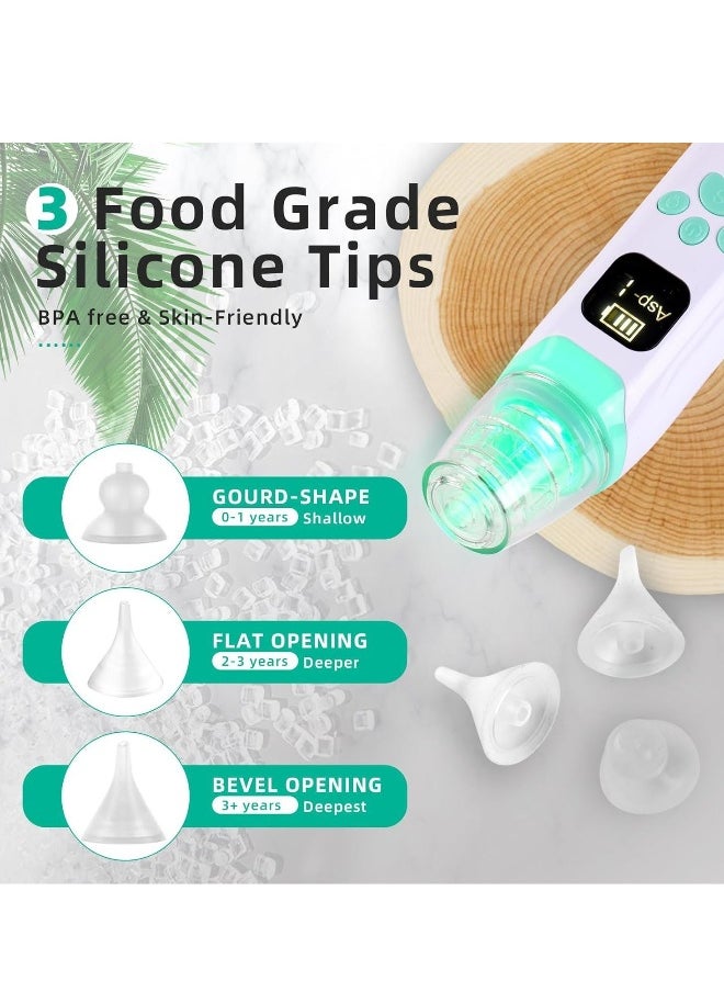 Nasal Aspirator for Baby - Electric Nose Aspirator for Toddler, Baby Nose Sucker, Automatic Nose Cleaner with 3 Silicone Tips, 3 Adjustable Suction Level, Music and Light Soothing Function
