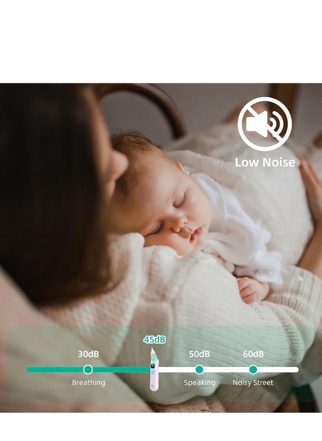 Nasal Aspirator for Baby - Electric Nose Aspirator for Toddler, Baby Nose Sucker, Automatic Nose Cleaner with 3 Silicone Tips, 3 Adjustable Suction Level, Music and Light Soothing Function