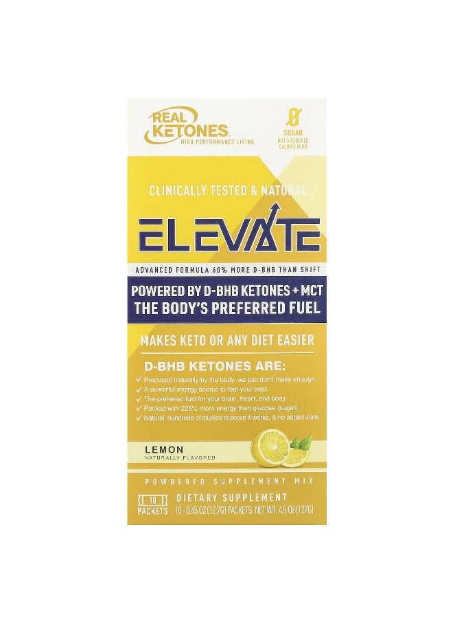 Real Ketones, Elevate, Lemon, 10 Packets, 0.45 oz (12.7 g) Each
