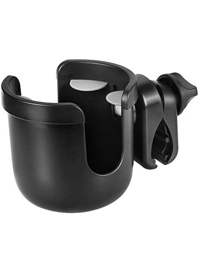 Stroller Cup Holder, Universal Cup Holder, Bike Cup Holder, 360° Rotatable Large Caliber Drinks Holder for Stroller, Bike, Wheelchair, Walker, Black, 2 Pack