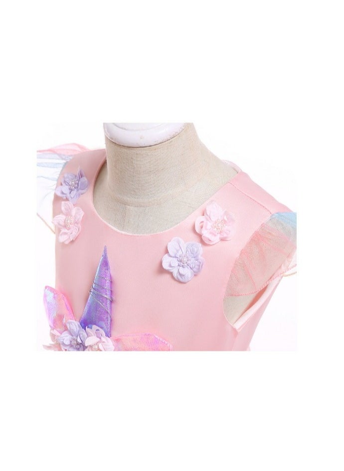 Princess Flower Cap Sleeve Maxi Dress Pink