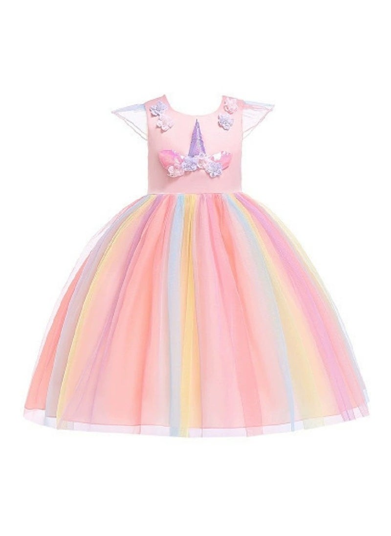 Princess Flower Cap Sleeve Maxi Dress Pink