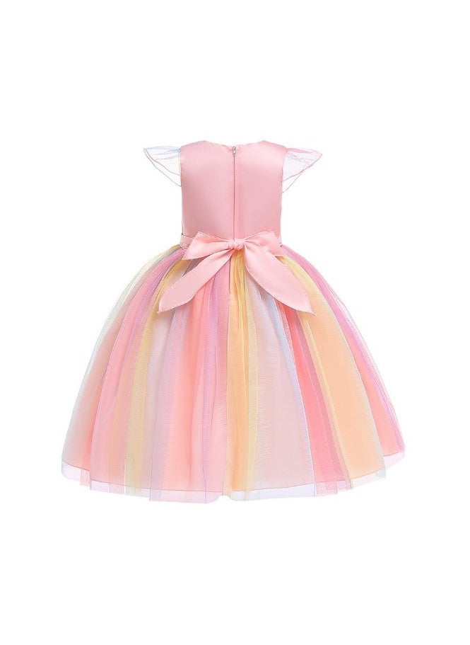 Princess Flower Cap Sleeve Maxi Dress Pink