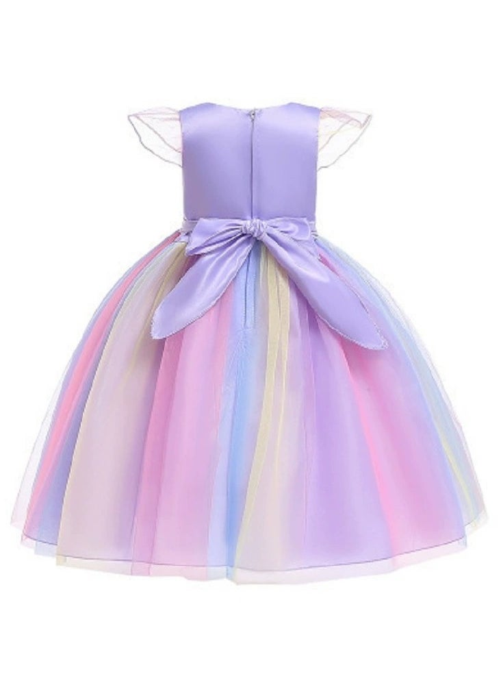 Princess Flower Cap Sleeve Maxi Dress Purple