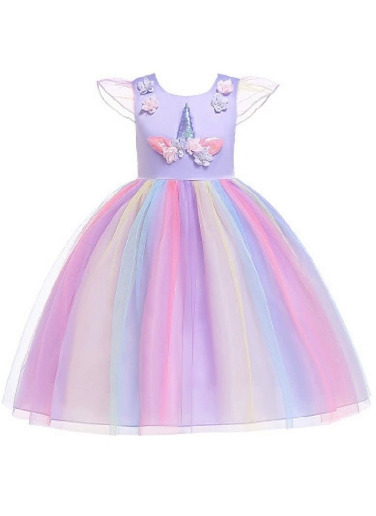 Princess Flower Cap Sleeve Maxi Dress Purple