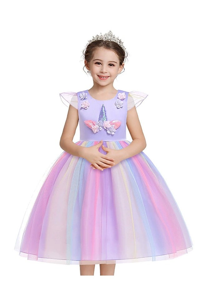 Princess Flower Cap Sleeve Maxi Dress Purple