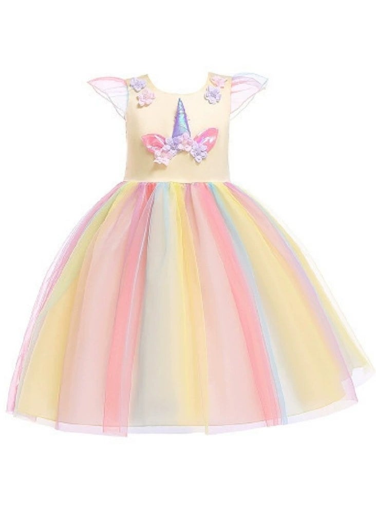 Princess Flower Cap Sleeve Maxi Dress Yellow