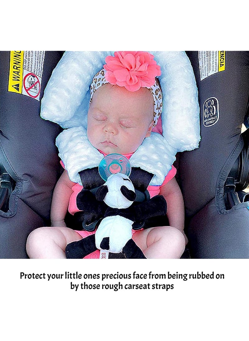 Baby Infant Car Seat Insert, Soft Head and Neck Support Pillow Headrest with Seat Belt Strap Covers Baby Car Seat Cushion Pad for Carseat Canopy Strollers Bouncers