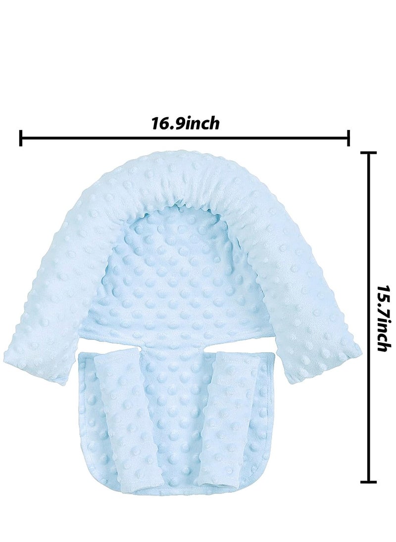 Baby Infant Car Seat Insert, Soft Head and Neck Support Pillow Headrest with Seat Belt Strap Covers Baby Car Seat Cushion Pad for Carseat Canopy Strollers Bouncers