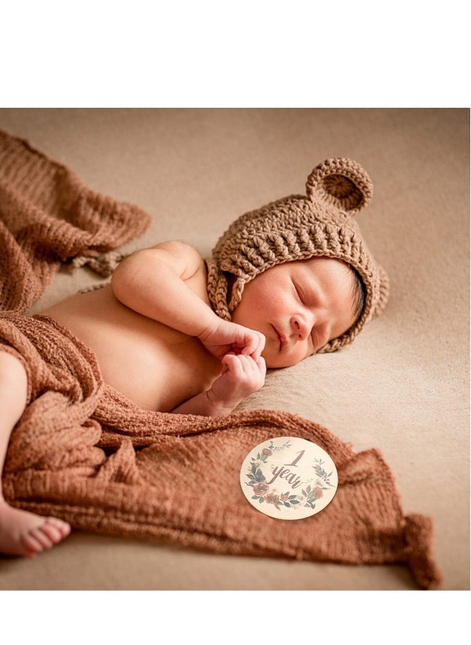 Baby Monthly Milestone 15 Pieces Milestone Numbers Props Wooden Newborn Welcome Discs Sign Baby Milestone Cards Weekly Monthly Growth Milestone Signs Baby Announcement Props For Boys Girls Photo Prop