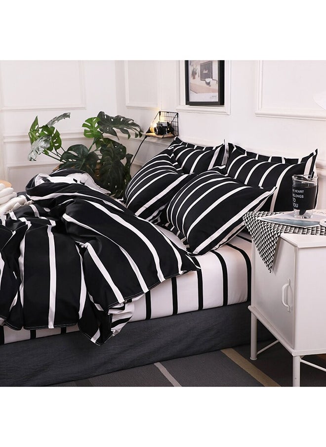 6-Piece Premium Quality Long Lasting Super Soft Light Weight King Size Bedding Set Cotton Black/White