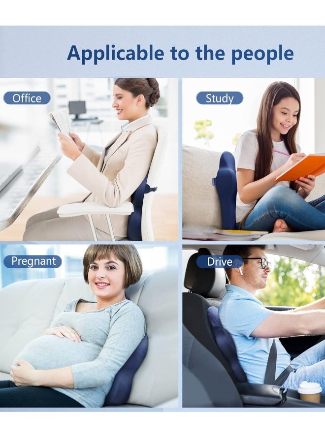 Lumbar Support Pillow for Office Chair, Memory Foam Back Support Pillow Cushion for Back Pain Relief, Lumbar Chair Pillow with Adjustable Strap for Car, Office, Computer, Gaming Chair