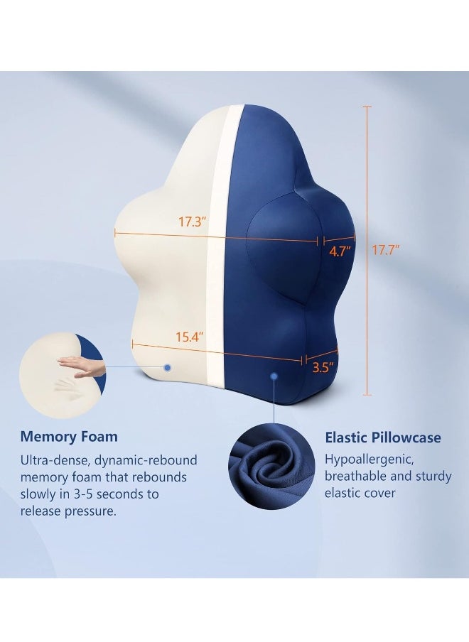 Lumbar Support Pillow for Office Chair, Memory Foam Back Support Pillow Cushion for Back Pain Relief, Lumbar Chair Pillow with Adjustable Strap for Car, Office, Computer, Gaming Chair