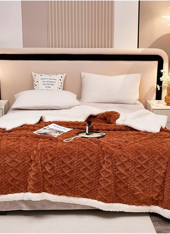 Fleece Throw Blanket Soft Warm Thick Winter Blanket Reversible Cosy Fluffy Blanket for Bed Sofa and Chair Size: 200*230cm