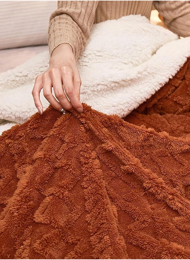 Fleece Throw Blanket Soft Warm Thick Winter Blanket Reversible Cosy Fluffy Blanket for Bed Sofa and Chair Size: 200*230cm