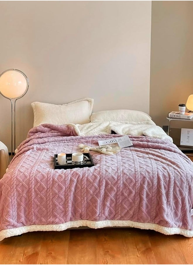Fleece Throw Blanket Soft Warm Thick Winter Blanket Reversible Cosy Fluffy Blanket for Bed Sofa and Chair Size: 200*230cm