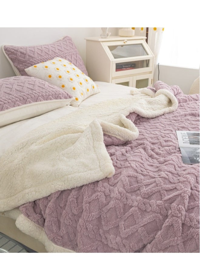 Fleece Throw Blanket Soft Warm Thick Winter Blanket Reversible Cosy Fluffy Blanket for Bed Sofa and Chair Size: 200*230cm