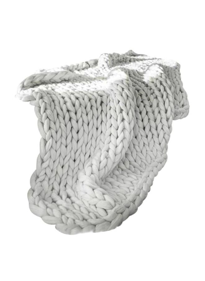Knitted Blanket Polyester White 60x60centimeter