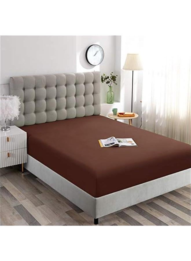 Coffee Twin Fitted Sheet is Made of Brushed Microfiber with Superior Breathability and Softness Compared-The Mattress Covers Have Shrink and Fade Resistant