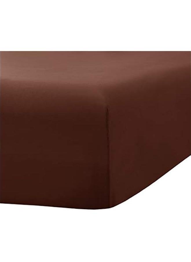 Coffee Twin Fitted Sheet is Made of Brushed Microfiber with Superior Breathability and Softness Compared-The Mattress Covers Have Shrink and Fade Resistant