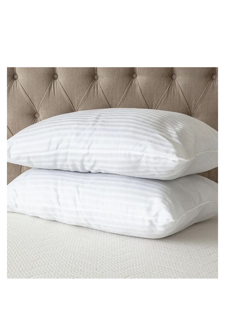 BYFT Orchard Exclusive Pillow (50 x 70 Cm) 900 gm White 1cm Satin Stripe 100% Hollowfiber - Set of 02