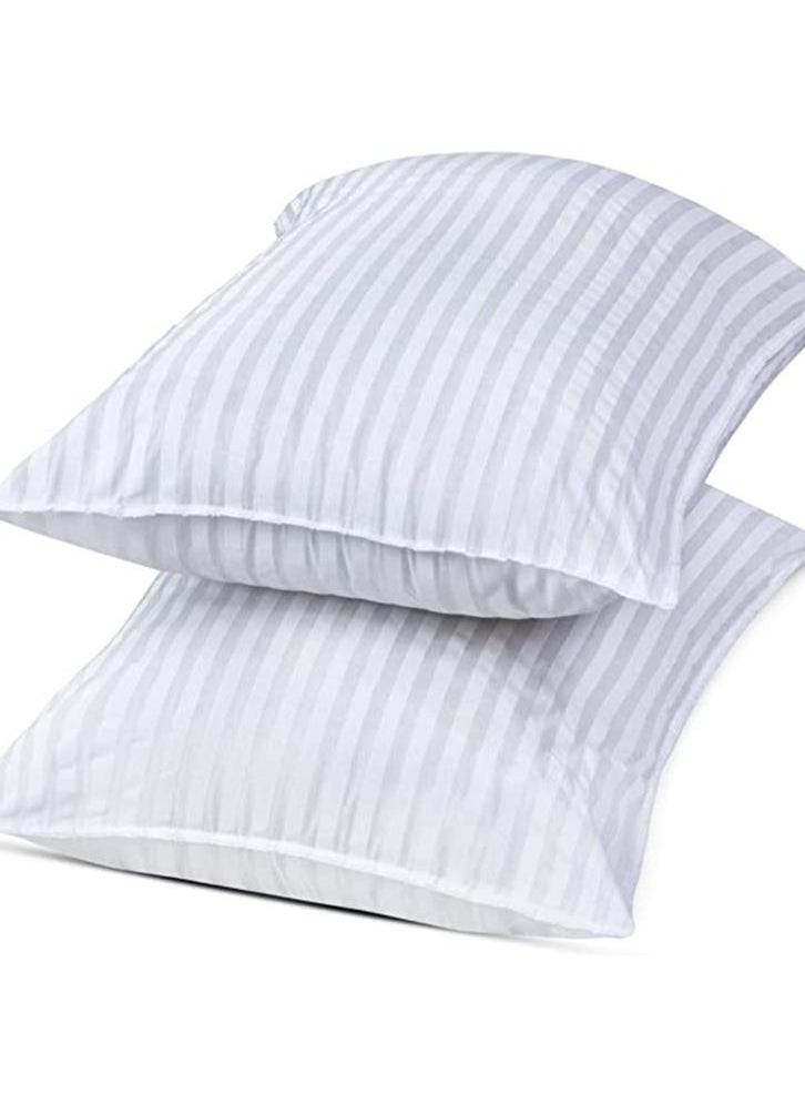 BYFT Orchard Exclusive Pillow (50 x 70 Cm) 900 gm White 1cm Satin Stripe 100% Hollowfiber - Set of 02