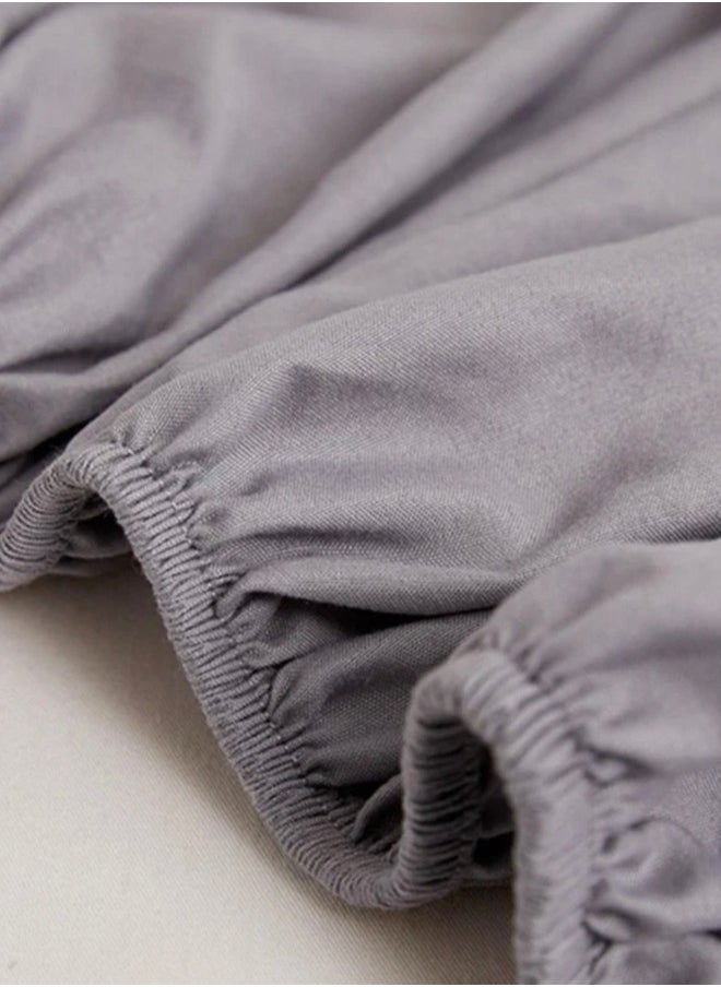 King Size Fitted bed sheet 180*200+30 cm with 2 pillow covers,  set of 3 pieces, plain grey color.