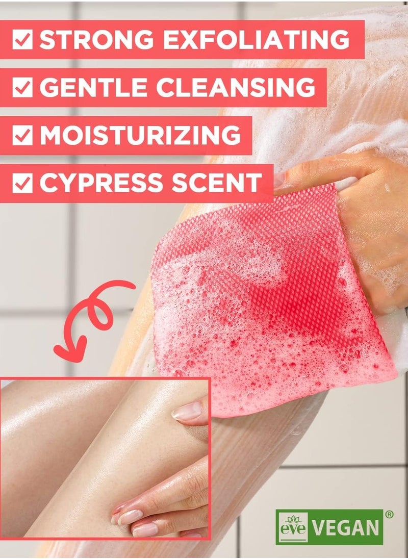 Body Peeling Pad Strong, All in One Bubble Body Wash & Scrub Gloves with Kelp & Biotics, Intense Exfoliating Mitts for Dead Skin Cells, Goosebumps and Scaly Skin, 8 Sheets