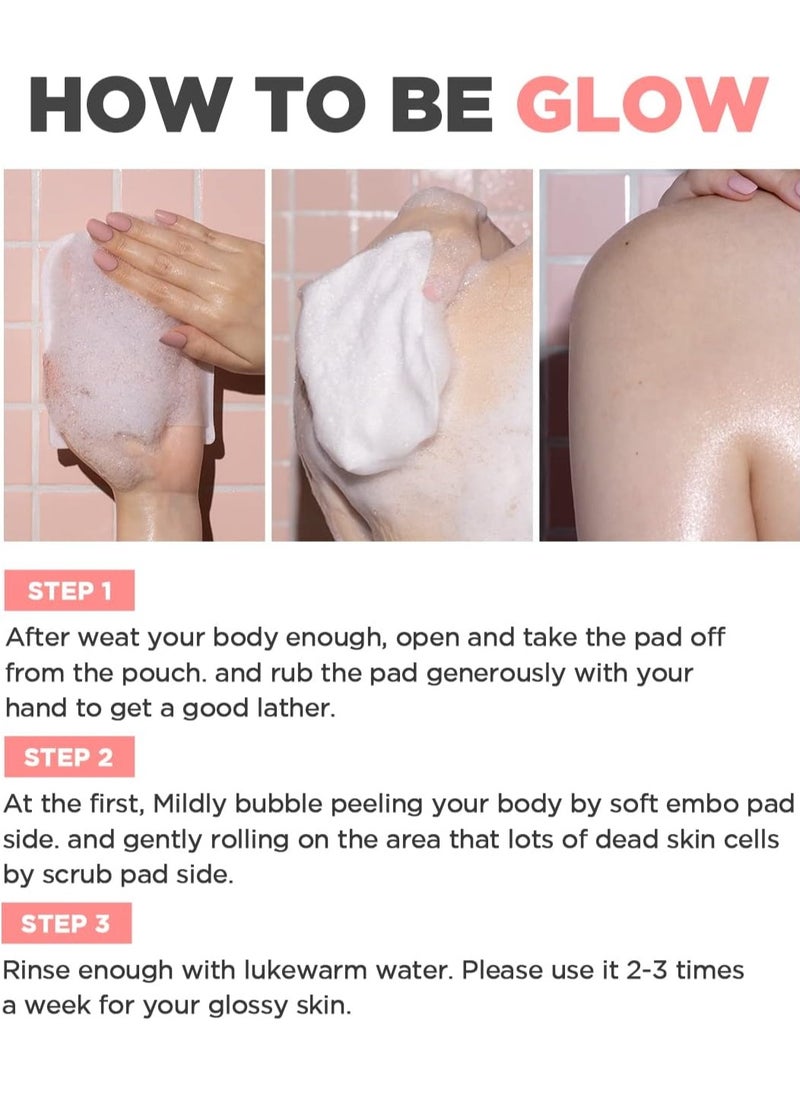 Body Peeling Pad Trouble Care, Acne Remover All in One Bubble Body Wash & Scrub Gloves with BHA & Cica, Exfoliating Washcloth for Dead Skin Cells, Body Acne Breakouts, 8 Sheets