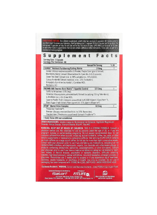 Isatori, Lipo-Drex, Maximum Strength, 60 Thermo Capsules