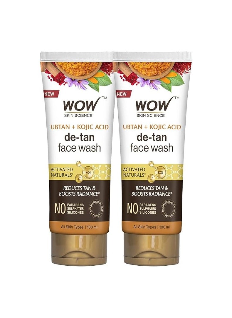 WOW Skin Science Ubtan Face Wash with Chickpea Flour, Turmeric, Saffron, Almond Extract, Rose Water & Sandalwood Oil - No Sulphate, Parabens, Silicones & Color - Pack of 2 - Net Vol 200mL