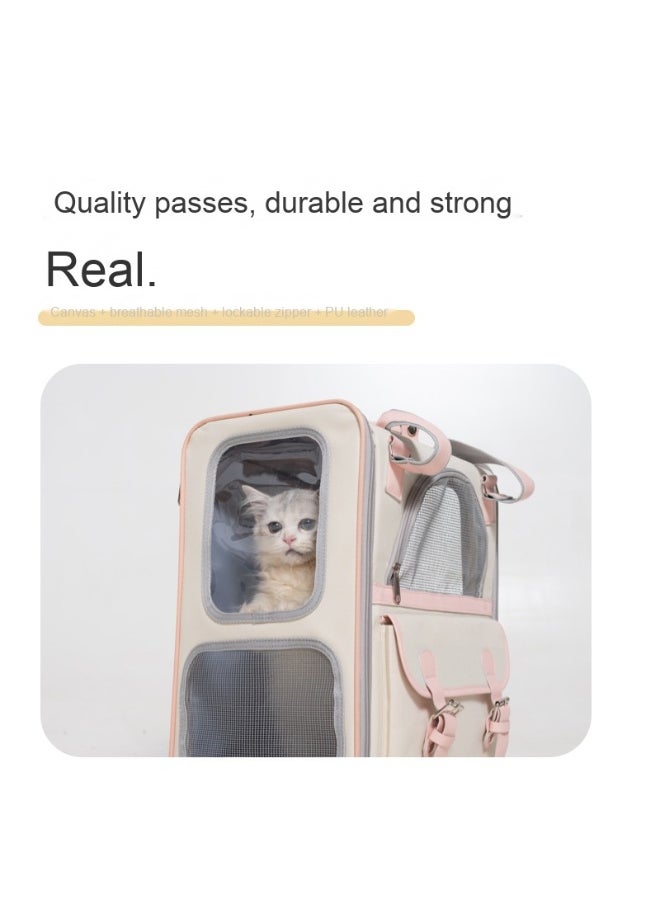 Stylish Large Capacity Color Block Cat and Dog Travel Backpack