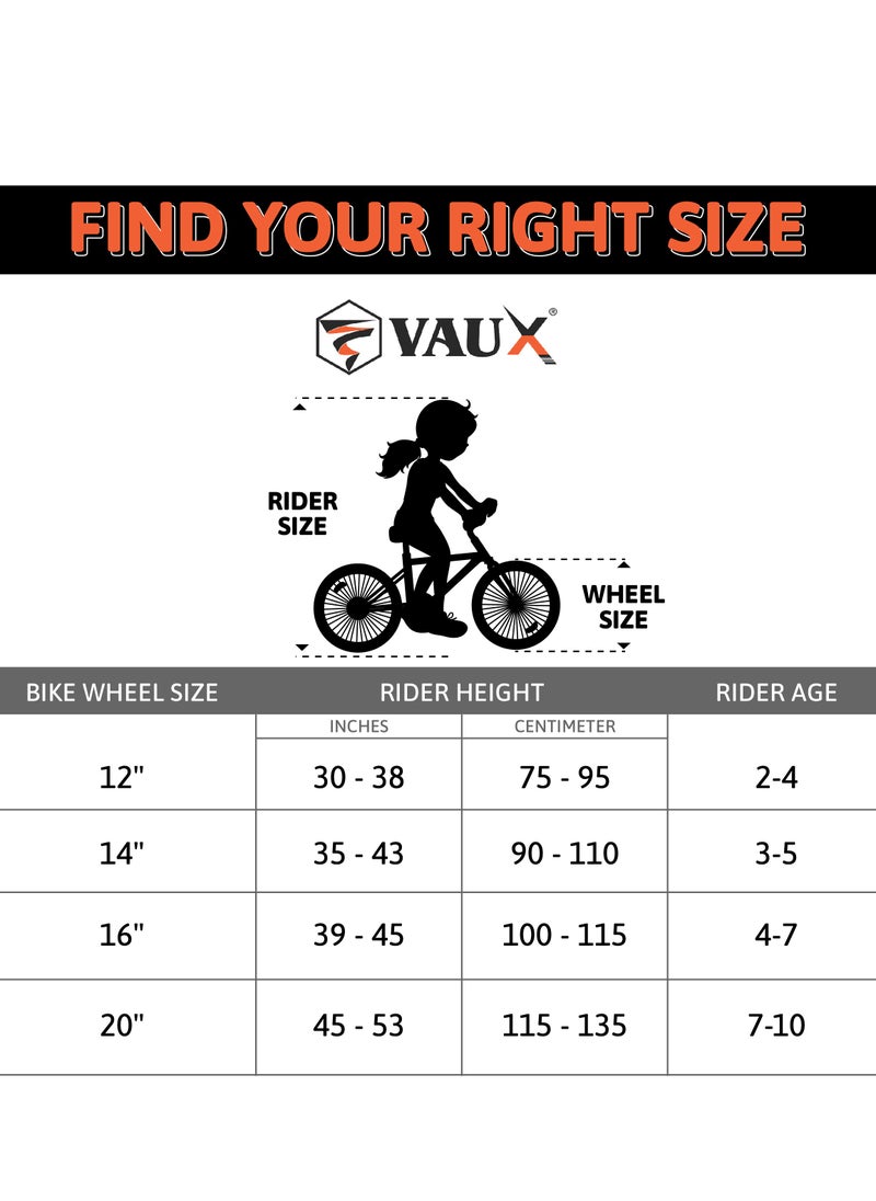 Vaux Max Kids Road Bike for 6-14 Years Boys And Girls, Adjustable Seat,16 Inch Training Wheels - Green