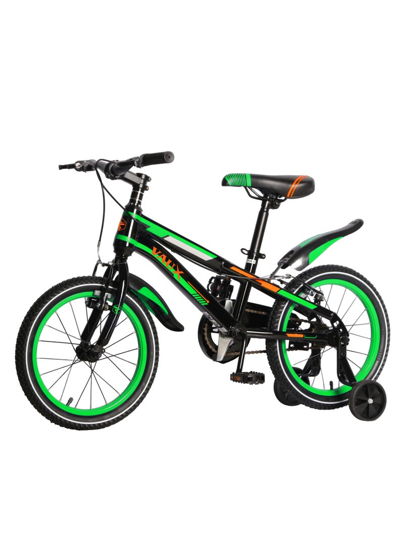 Vaux Max Kids Road Bike for 6-14 Years Boys And Girls, Adjustable Seat,16 Inch Training Wheels - Green