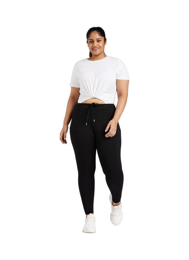 AA01 Women Super Combed Cotton Elastane Stretch Yoga Pants with Side Zipper Pockets