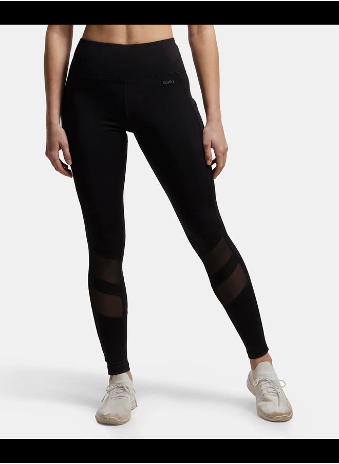 Jockey MW38 Women's Microfiber Elastane Stretch Performance Leggings with Breathable Mesh and Stay Dry Technology