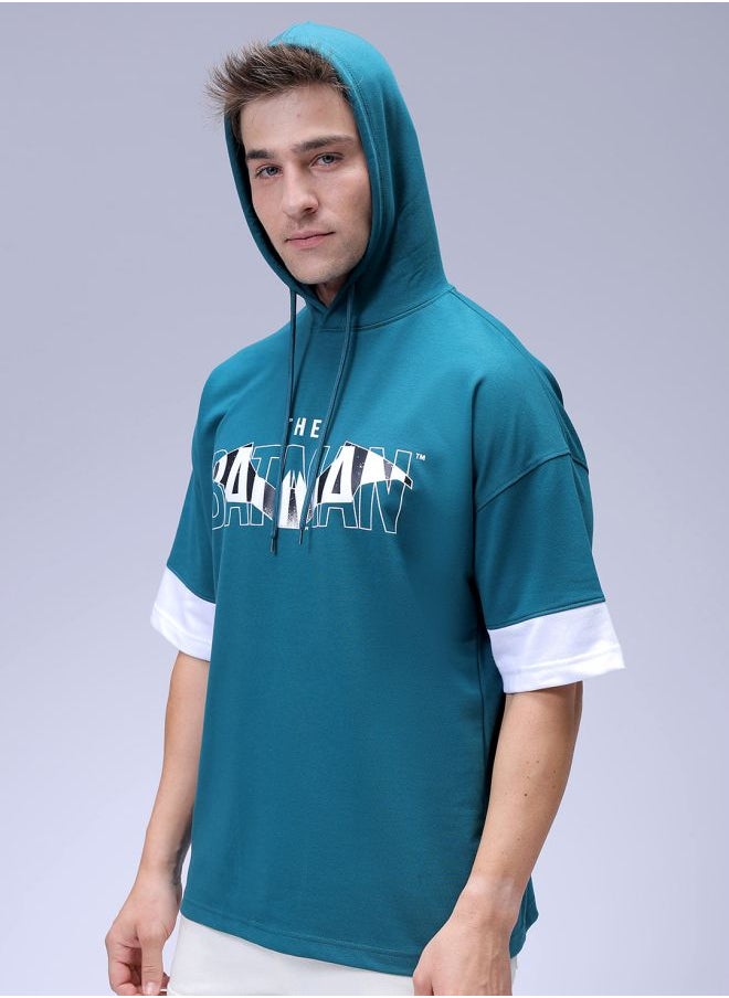 Men Oversized Batman Overhead Hooded Sweatshirt