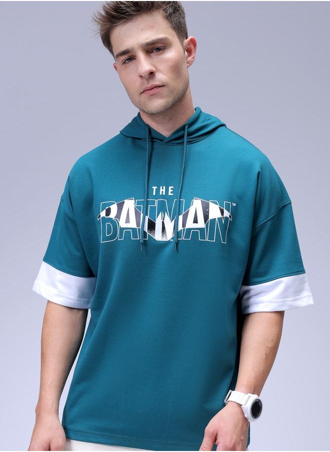 Men Oversized Batman Overhead Hooded Sweatshirt