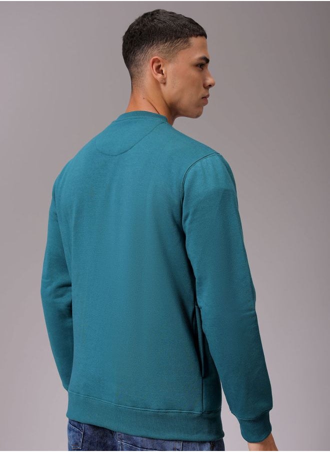 Men Regular Fit Solid Crew Neck Overhead Sweatshirt