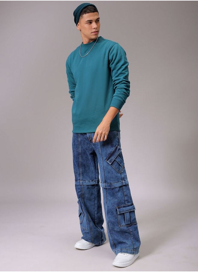 Men Regular Fit Solid Crew Neck Overhead Sweatshirt