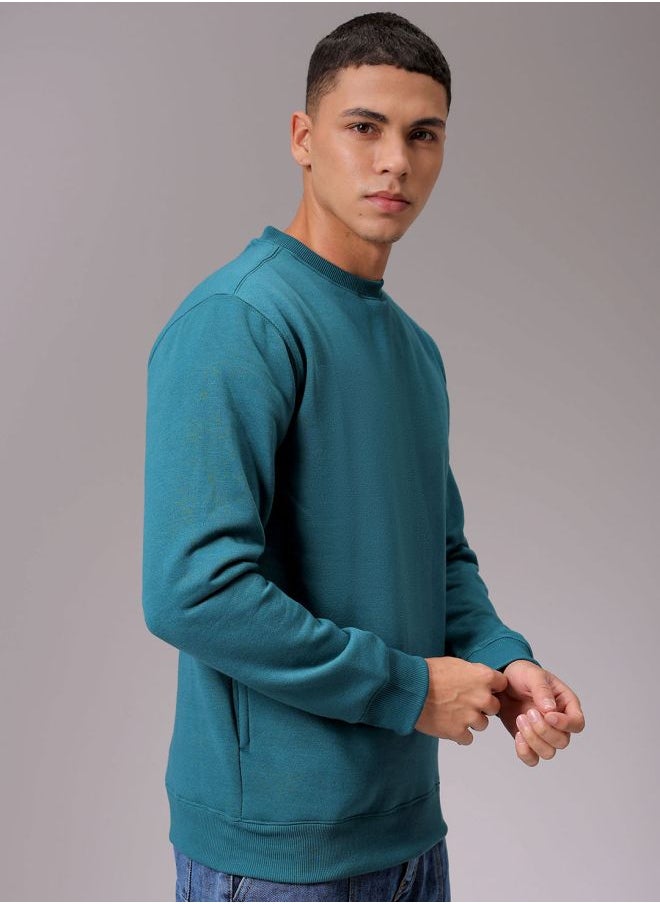 Men Regular Fit Solid Crew Neck Overhead Sweatshirt