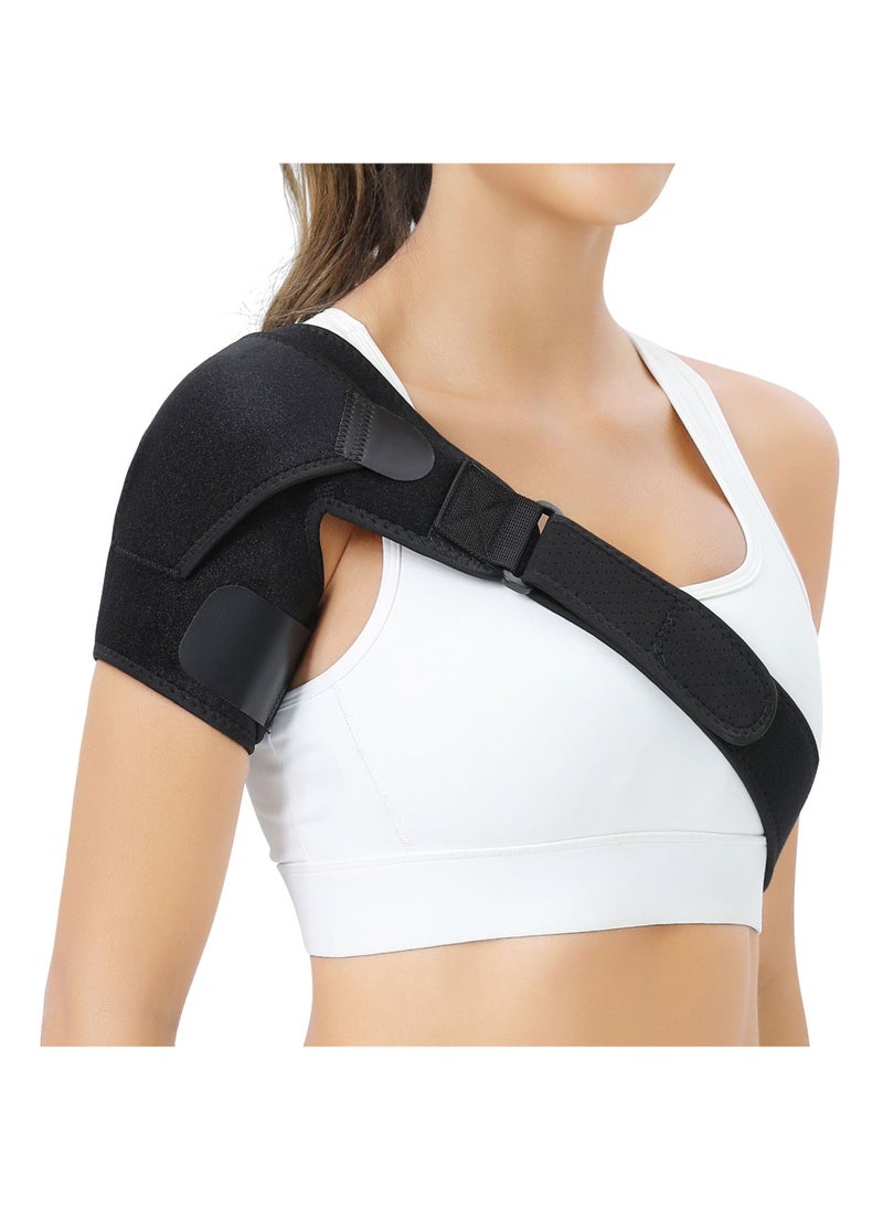 Unisex Adjustable Shoulder Brace for Sports Black shoulder pads