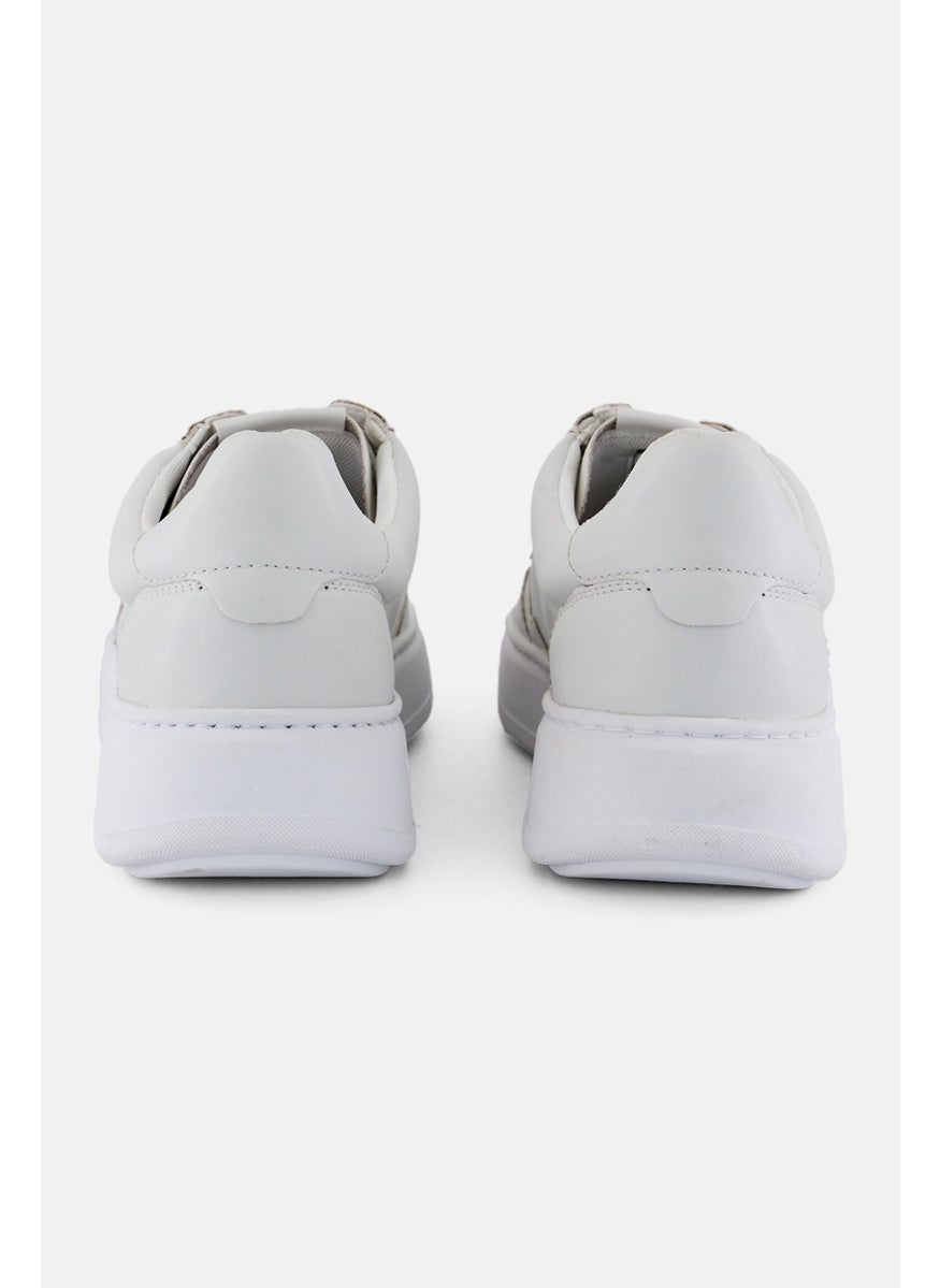 Men Lace Up Sneaker Shoe, Off White