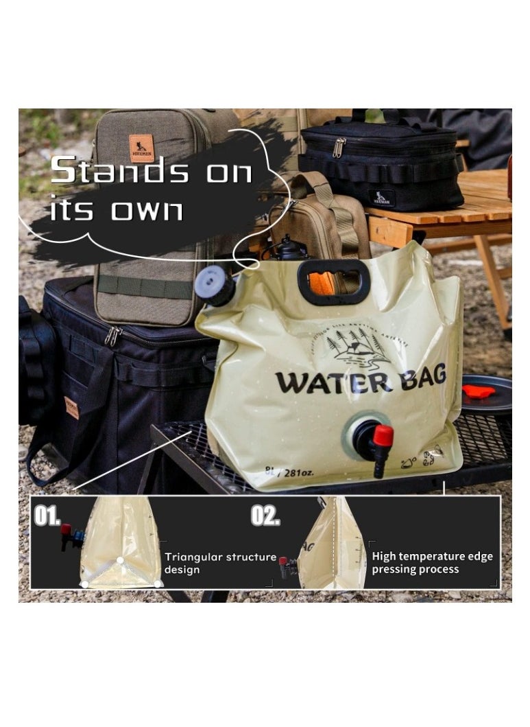 2pcs Camping Water Container Bag - Collapsible Water Storage Carrier with Spigot,8L Drinking Water Container for Outdoors Camping Picnic BBQ Hiking Backpack Survival Kit
