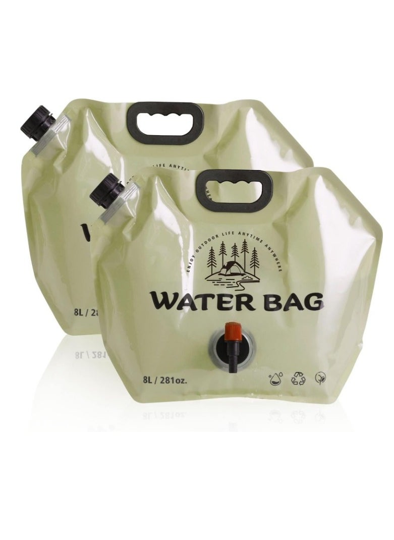 2pcs Camping Water Container Bag - Collapsible Water Storage Carrier with Spigot,8L Drinking Water Container for Outdoors Camping Picnic BBQ Hiking Backpack Survival Kit