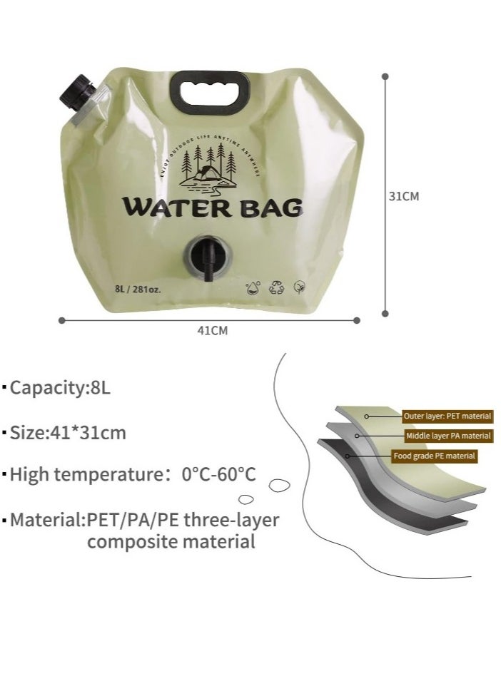 2pcs Camping Water Container Bag - Collapsible Water Storage Carrier with Spigot,8L Drinking Water Container for Outdoors Camping Picnic BBQ Hiking Backpack Survival Kit